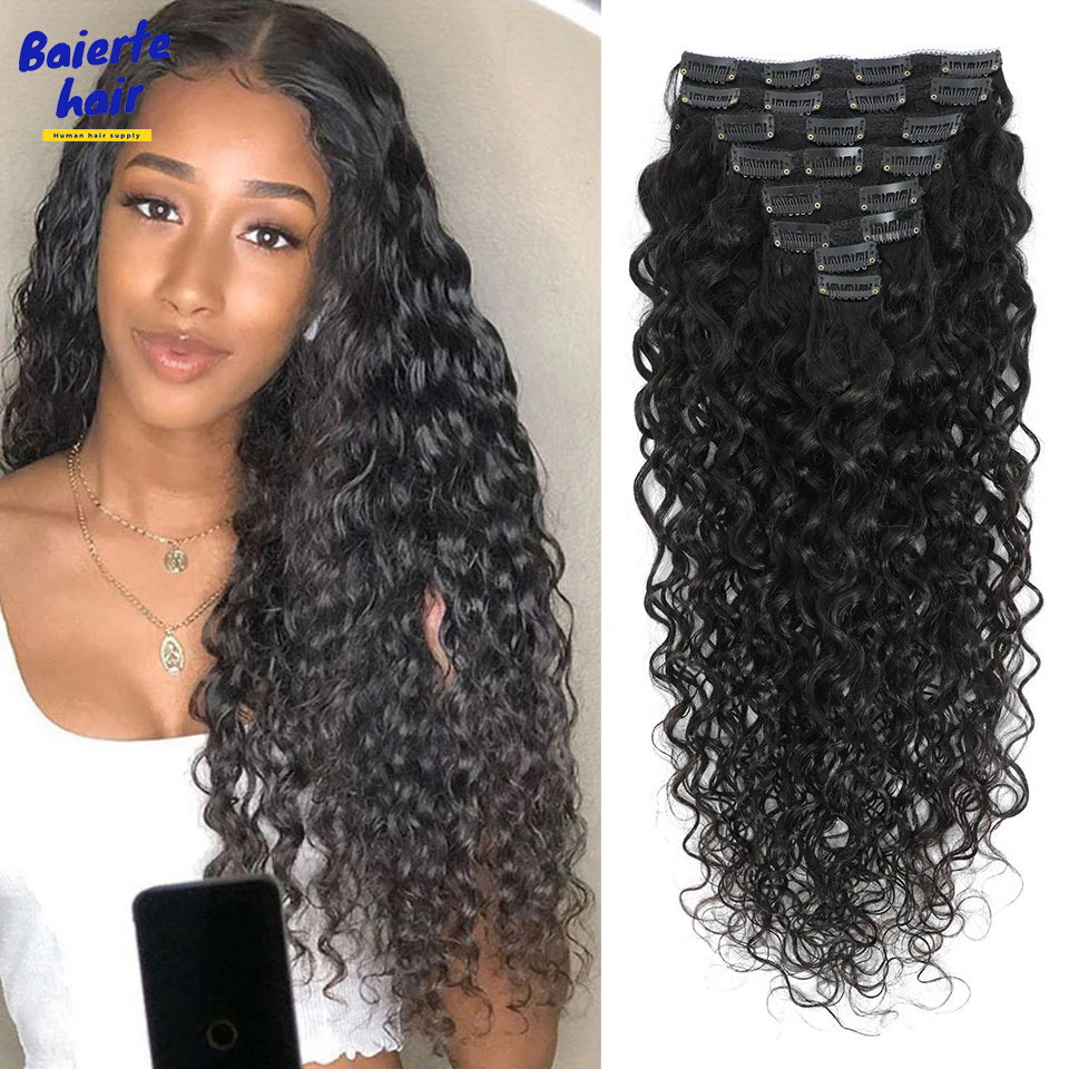 Seamless Clip In Hair Extensions Human Hair - Extensões de Cabelo Humano Cacheado Ondulado