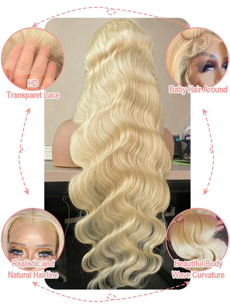 Perucas de Cabelo Humano com R - 613 Blonde Body Wave Lace Front Wig avaliação e preço