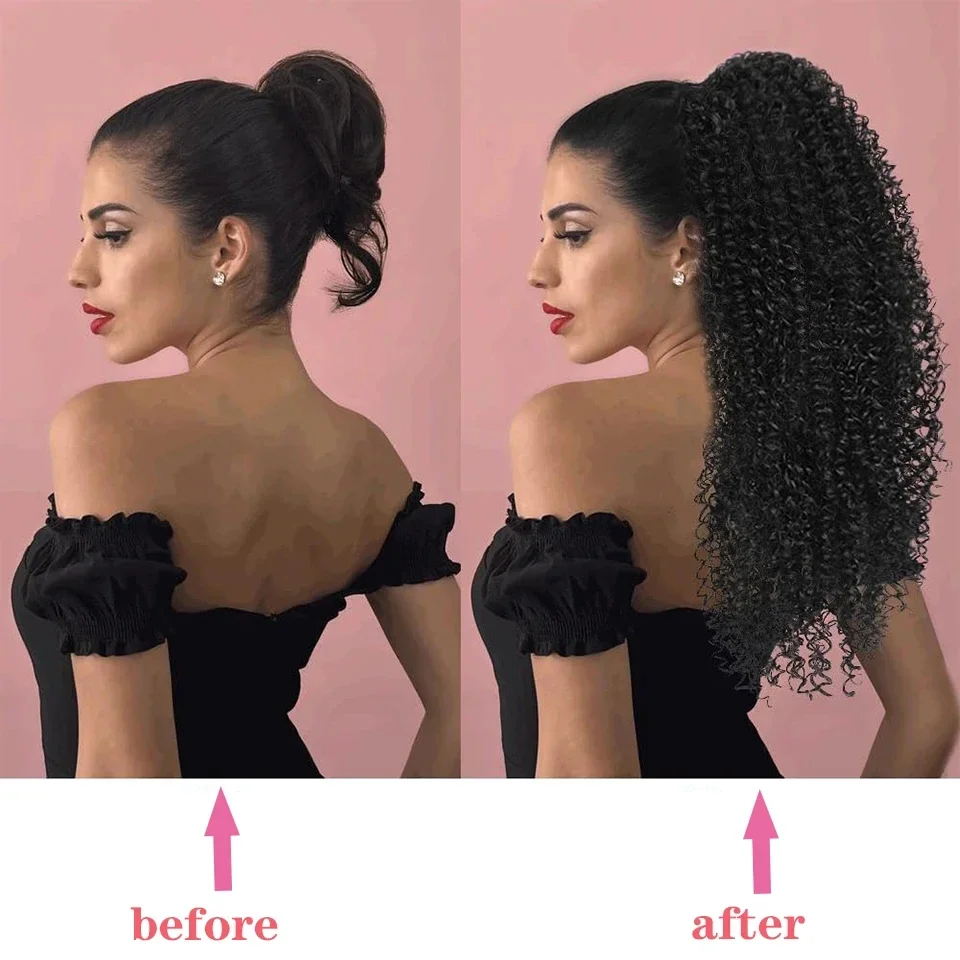 Rabo de Cavalo Afro Cacheado c - Drawstring Afro Curly Puff Ponytail avaliação e preço