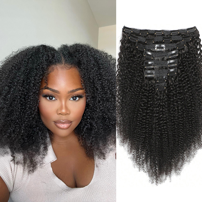 Grampo de cabelo humano afro e - Seamless Clip In Hair Extensions Human Hair avaliação e preço