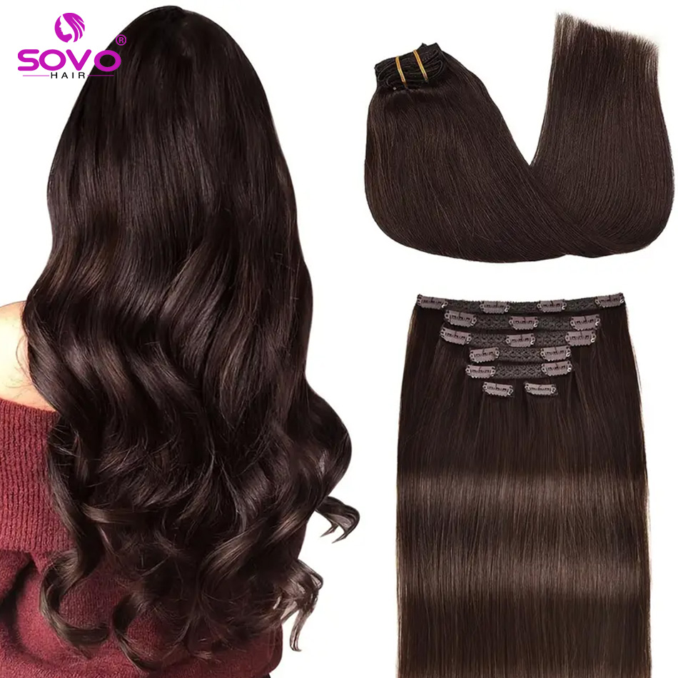 Extensões de cabelo com clipe  - Seamless Clip In Hair Extensions Human Hair avaliação e preço