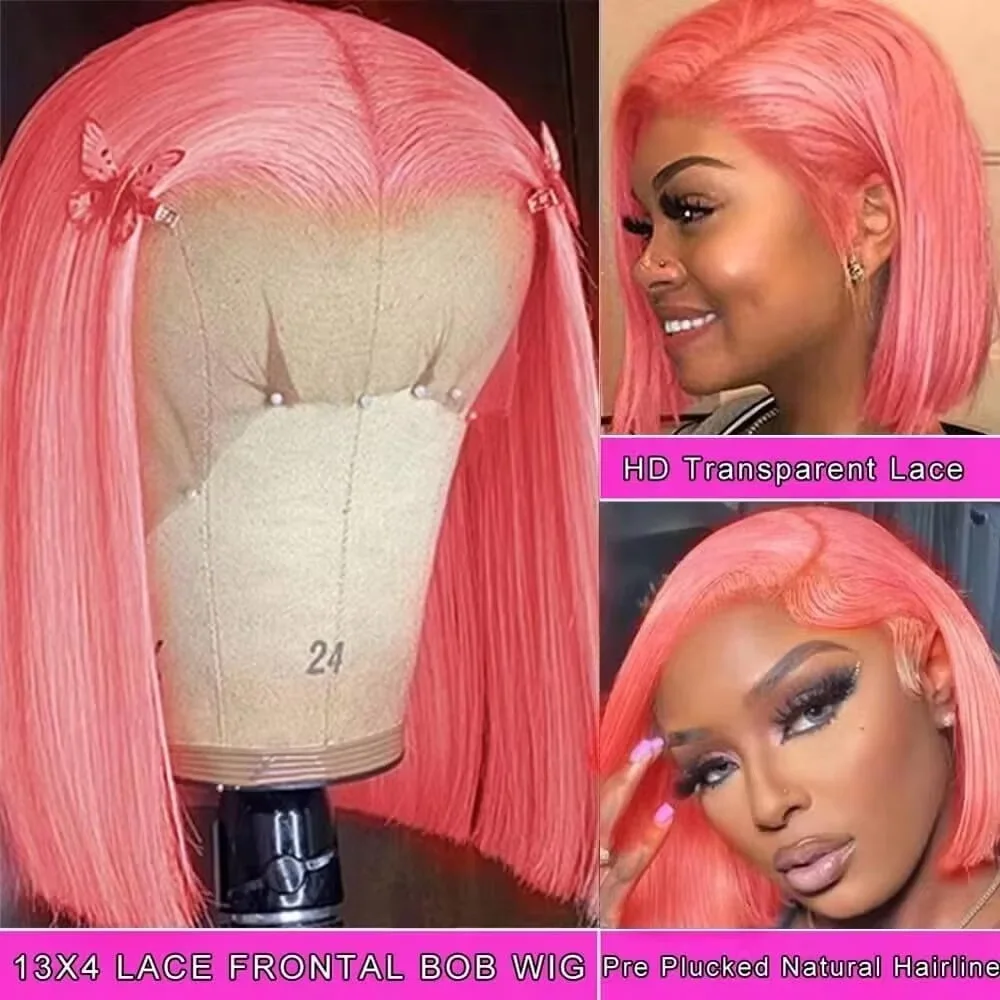 Peruca Bob Rosa de 10 polegada - Pre Parted 13X4 Lace Front Bob Wig avaliação e preço