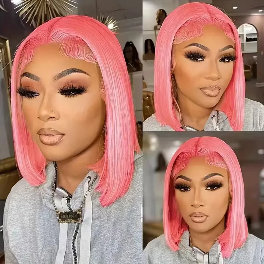 Peruca Bob Rosa de 10 polegada - Pre Parted 13X4 Lace Front Bob Wig avaliação e preço